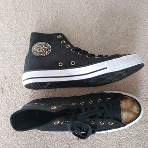 Women's Converse CTAS Hi Brush High Tops with Gold Leather Toe Caps